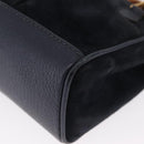 GUCCI Bamboo Hand Bag Suede 2way Navy Gold 007 1793 0238 Auth ep12682-13
