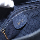 GUCCI Bamboo Hand Bag Suede 2way Navy Gold 007 1793 0238 Auth ep12682-17