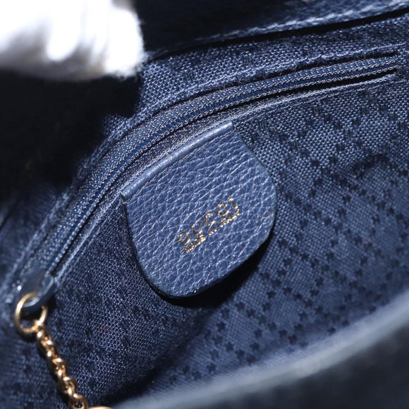 GUCCI Bamboo Hand Bag Suede 2way Navy Gold 007 1793 0238 Auth ep12682