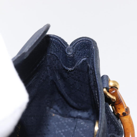 GUCCI Bamboo Hand Bag Suede 2way Navy Gold 007 1793 0238 Auth ep12682