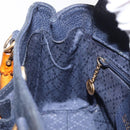 GUCCI Bamboo Hand Bag Suede 2way Navy Gold 007 1793 0238 Auth ep12682-20