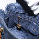 GUCCI Bamboo Hand Bag Suede 2way Navy Gold 007 1793 0238 Auth ep12682-21