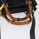 GUCCI Bamboo Hand Bag Suede 2way Navy Gold 007 1793 0238 Auth ep12682-7