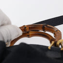 GUCCI Bamboo Hand Bag Suede 2way Navy Gold 007 1793 0238 Auth ep12682-8
