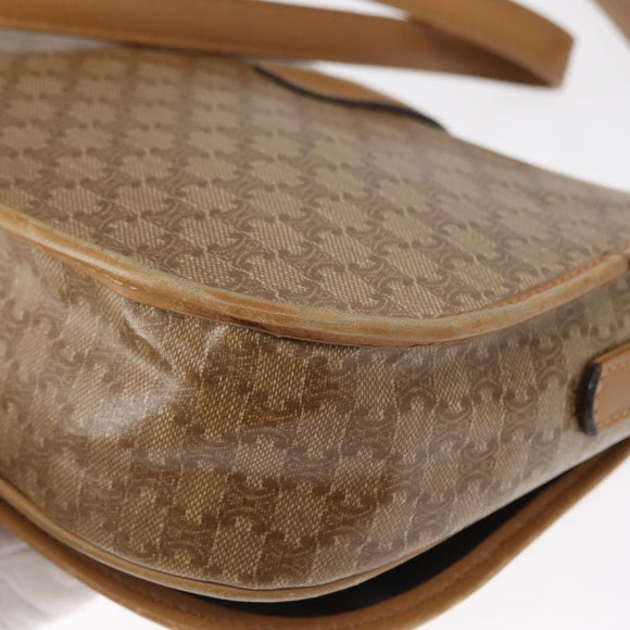 CELINE Macadam Canvas Shoulder Bag PVC Beige Gold Auth ep12683