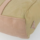 PRADA Tote Bag Nylon Leather Beige Silver Auth ep12684-12