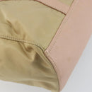 PRADA Tote Bag Nylon Leather Beige Silver Auth ep12684-13