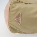 PRADA Tote Bag Nylon Leather Beige Silver Auth ep12684-14