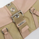 PRADA Tote Bag Nylon Leather Beige Silver Auth ep12684-15