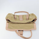 PRADA Tote Bag Nylon Leather Beige Silver Auth ep12684-16