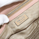 PRADA Tote Bag Nylon Leather Beige Silver Auth ep12684-17