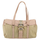 PRADA Tote Bag Nylon Leather Beige Silver Auth ep12684-2