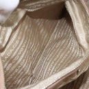 PRADA Tote Bag Nylon Leather Beige Silver Auth ep12684-22