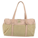 PRADA Tote Bag Nylon Leather Beige Silver Auth ep12684-3