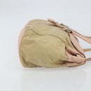 PRADA Tote Bag Nylon Leather Beige Silver Auth ep12684-4