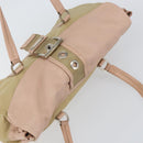 PRADA Tote Bag Nylon Leather Beige Silver Auth ep12684-6
