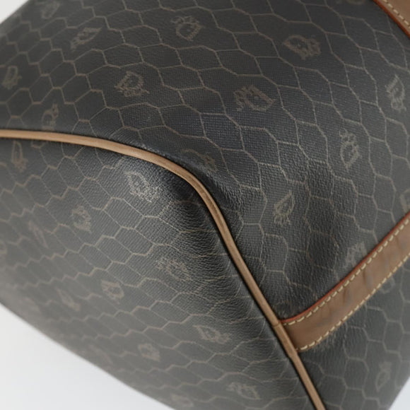 Christian Dior Honeycomb Canvas Boston Bag PVC Black Gold Auth ep12688