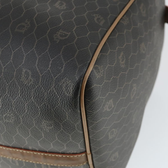 Christian Dior Honeycomb Canvas Boston Bag PVC Black Gold Auth ep12688