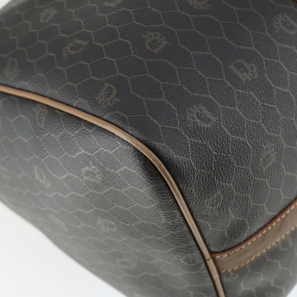 Christian Dior Honeycomb Canvas Boston Bag PVC Black Gold Auth ep12688