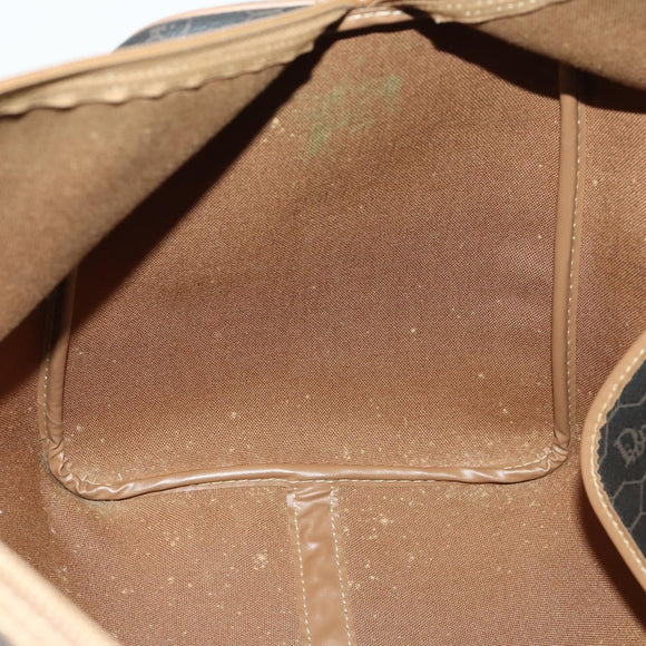 Christian Dior Honeycomb Canvas Boston Bag PVC Black Gold Auth ep12688