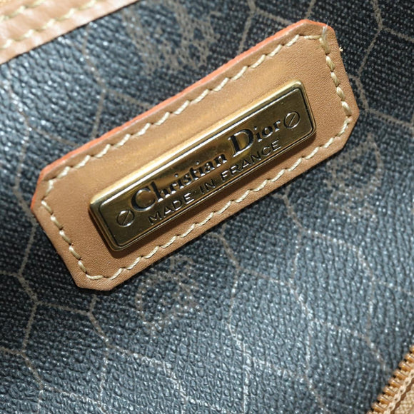 Christian Dior Honeycomb Canvas Boston Bag PVC Black Gold Auth ep12688