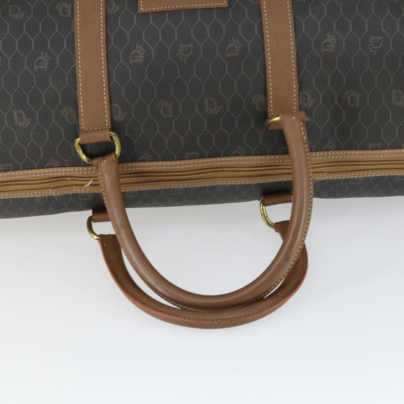 Christian Dior Honeycomb Canvas Boston Bag PVC Black Gold Auth ep12688