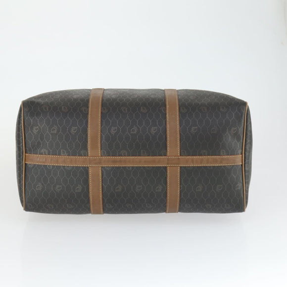 Christian Dior Honeycomb Canvas Boston Bag PVC Black Gold Auth ep12688