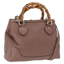 GUCCI Bamboo Hand Bag Leather 2way Pink Gold 308360 Auth ep12689-1