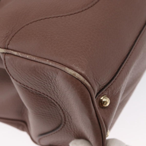 GUCCI Bamboo Hand Bag Leather 2way Pink Gold 308360 Auth ep12689