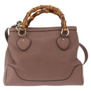 GUCCI Bamboo Hand Bag Leather 2way Pink Gold 308360 Auth ep12689-2