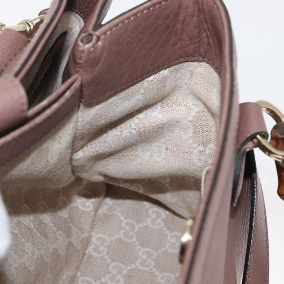 GUCCI Bamboo Hand Bag Leather 2way Pink Gold 308360 Auth ep12689