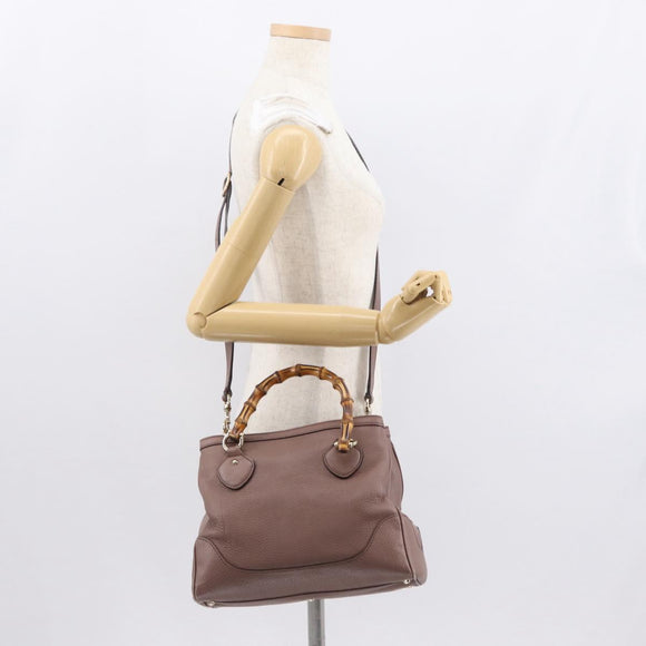 GUCCI Bamboo Hand Bag Leather 2way Pink Gold 308360 Auth ep12689