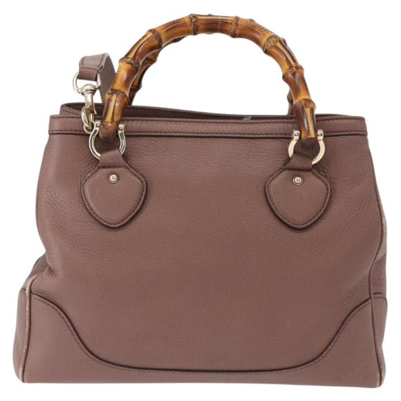 GUCCI Bamboo Hand Bag Leather 2way Pink Gold 308360 Auth ep12689