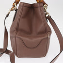 GUCCI Bamboo Hand Bag Leather 2way Pink Gold 308360 Auth ep12689-3