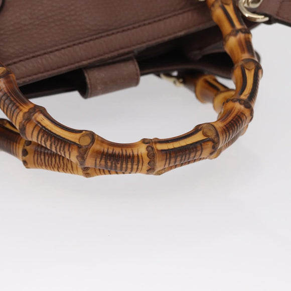 GUCCI Bamboo Hand Bag Leather 2way Pink Gold 308360 Auth ep12689