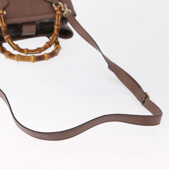 GUCCI Bamboo Hand Bag Leather 2way Pink Gold 308360 Auth ep12689