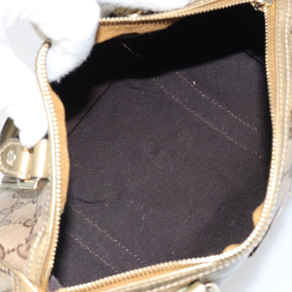 GUCCI GG Crystal Hand Bag Beige Gold 193604 Auth ep12691