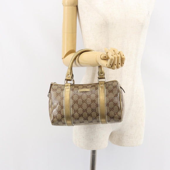 GUCCI GG Crystal Hand Bag Beige Gold 193604 Auth ep12691