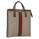 GUCCI GG Supreme Web Sherry Line Tote Bag PVC Beige Gold 010 378 Auth ep12692-1
