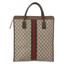 GUCCI GG Supreme Web Sherry Line Tote Bag PVC Beige Gold 010 378 Auth ep12692-2