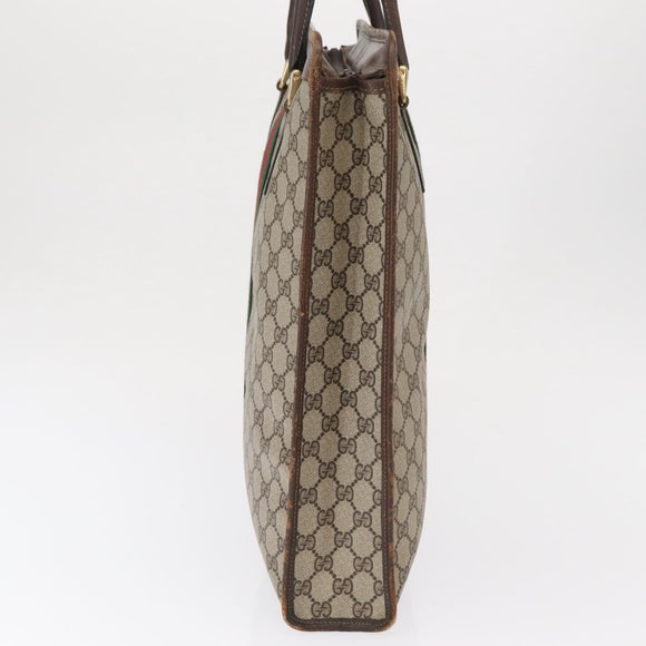 GUCCI GG Supreme Web Sherry Line Tote Bag PVC Beige Gold 010 378 Auth ep12692