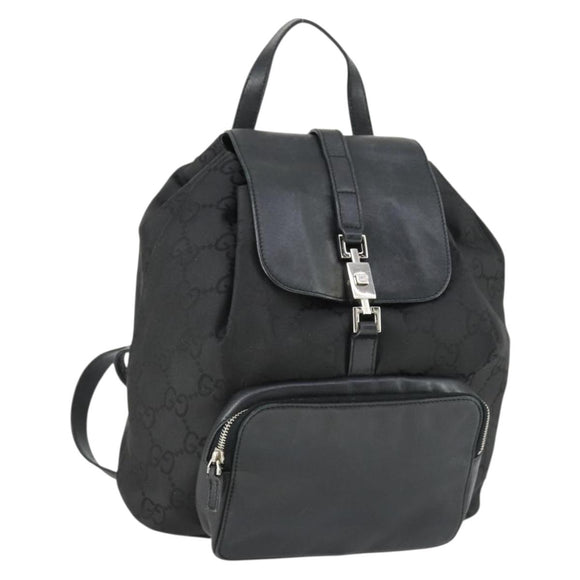 GUCCI GG Canvas Backpack Black Silver 003 0245 Auth ep12708