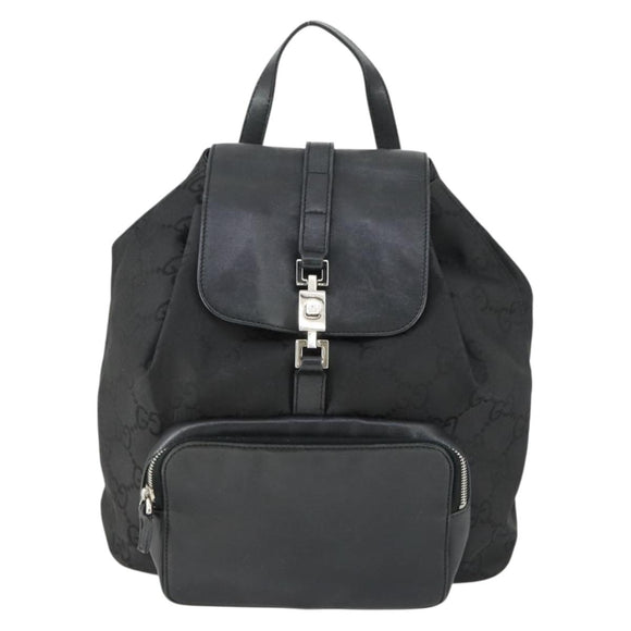 GUCCI GG Canvas Backpack Black Silver 003 0245 Auth ep12708