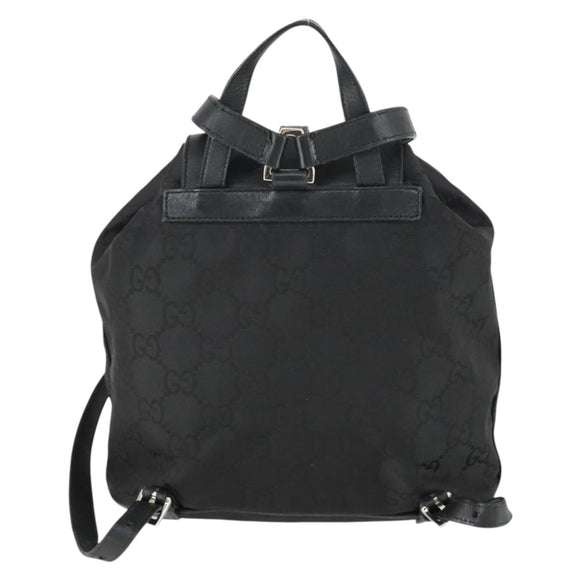 GUCCI GG Canvas Backpack Black Silver 003 0245 Auth ep12708