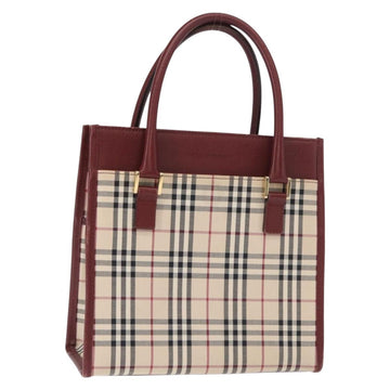 BURBERRY Nova Check Hand Bag Canvas Beige Gold Auth ep12712