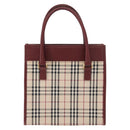 BURBERRY Nova Check Hand Bag Canvas Beige Gold Auth ep12712-2