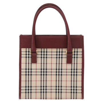 BURBERRY Nova Check Hand Bag Canvas Beige Gold Auth ep12712 - 0