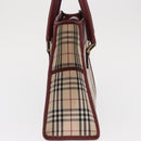 BURBERRY Nova Check Hand Bag Canvas Beige Gold Auth ep12712-3