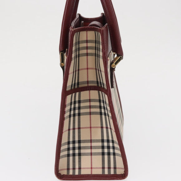 BURBERRY Nova Check Hand Bag Canvas Beige Gold Auth ep12712