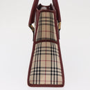 BURBERRY Nova Check Hand Bag Canvas Beige Gold Auth ep12712-4